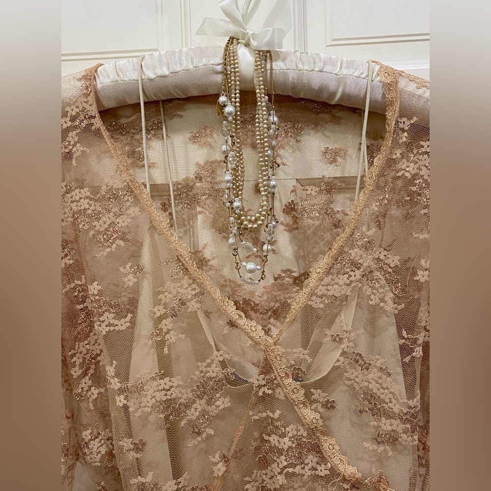 Fancy Top With Tan Netting And Gold Accents - image 7